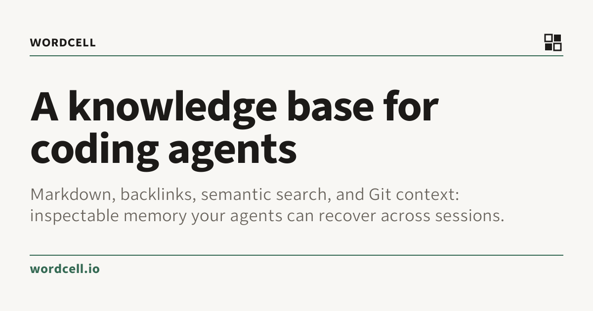 Wordcell — Wordcell turns Markdown, backlinks, semantic search, and Git context into inspectable…